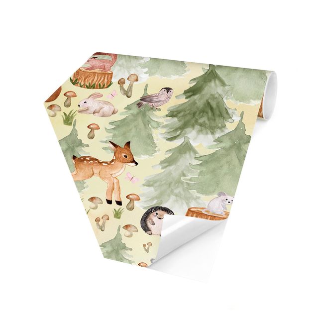 Wallpapers green Hedgehog And Fox With Trees Green