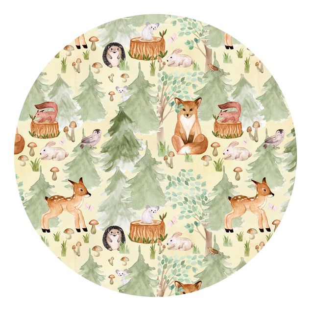 Wallpapers forest Hedgehog And Fox With Trees Green