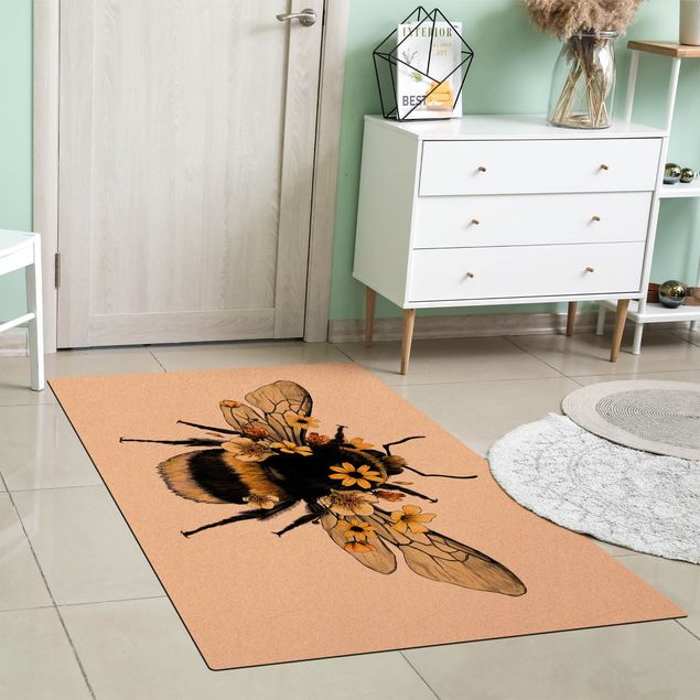 Large rugs Illustration Floral Bumblebee