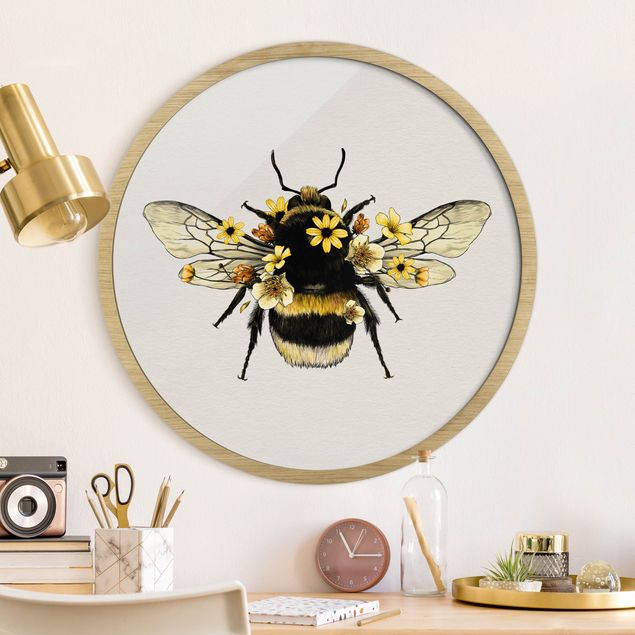 Animal wall art Illustration Floral Bumblebee
