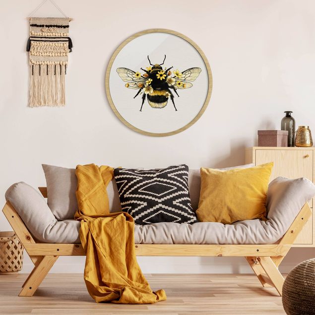 Animal framed pictures Illustration Floral Bumblebee