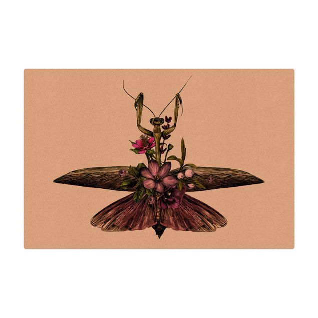 Cork mat - Illustration Floral Mantis - Landscape format 3:2