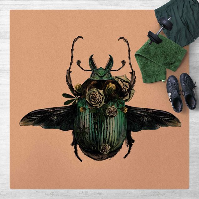 modern area rugs Illustration Floral Beetle