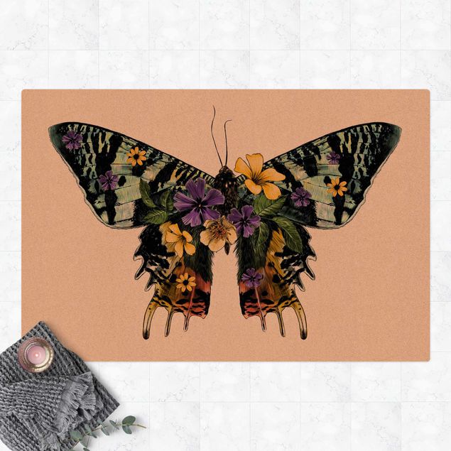 Modern rugs Illustration Floral Madagascan Butterfly