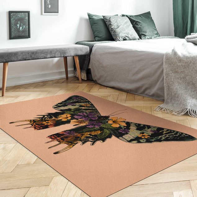 Large rugs Illustration Floral Madagascan Butterfly