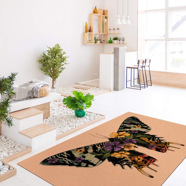 Colourful rugs Illustration Floral Madagascan Butterfly