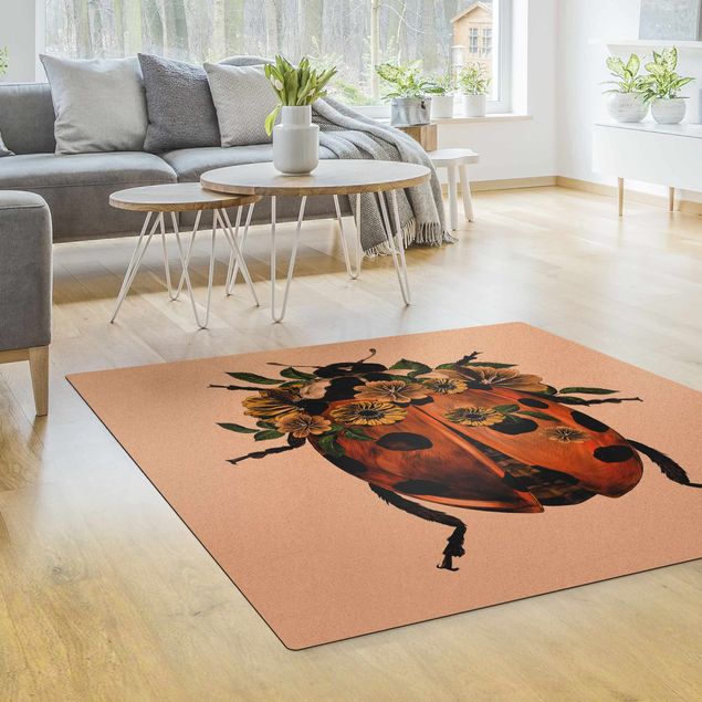 large floor mat Illustration Floral Ladybird