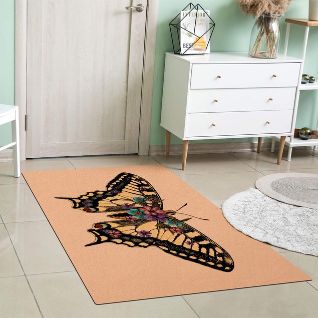 large floor mat Illustration Floral Swallowtail