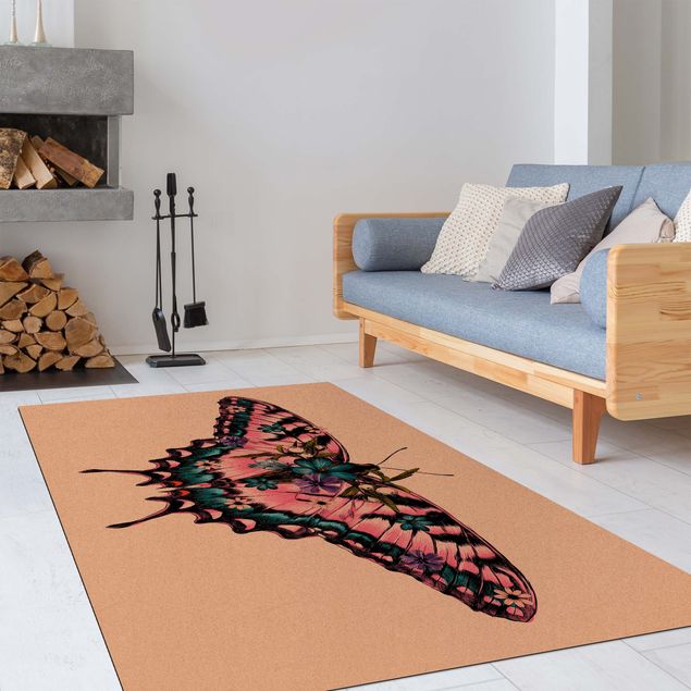 Pink rugs Illustration Floral Tiger Swallowtail
