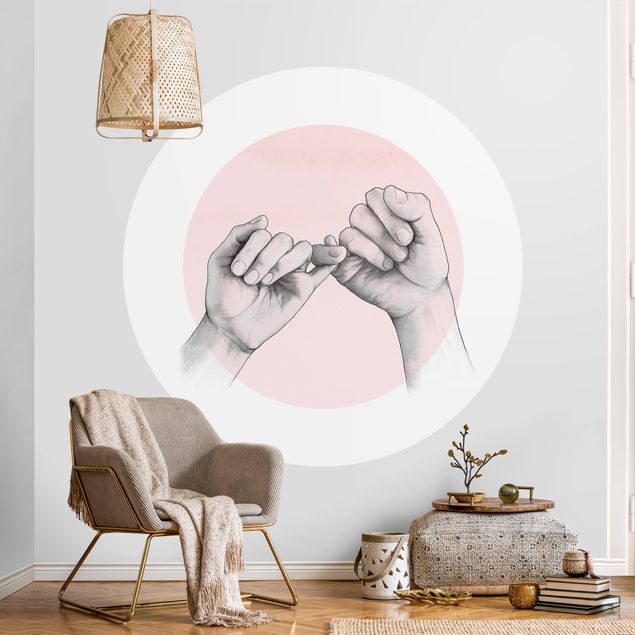 Kitchen Illustration Hands Friendship Circle Pink White