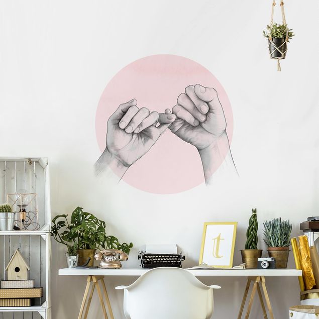 Modern wallpaper designs Illustration Hands Friendship Circle Pink White