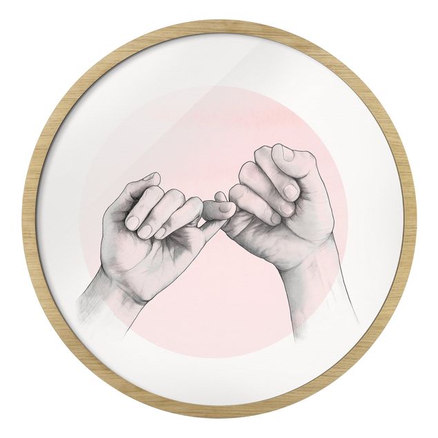 Prints black and white Illustration Hands Friendship Circle Pink White