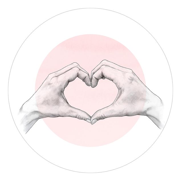 Laura Graves Art Illustration Heart Hands Circle Pink White