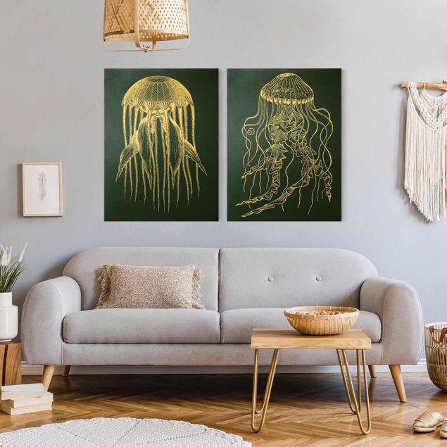 Prints fishes Illustration Jellyfish Duo