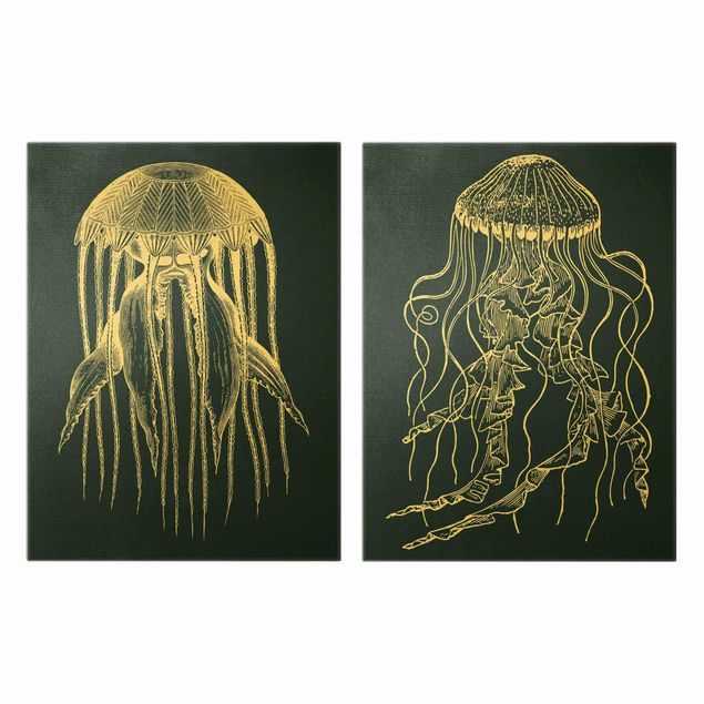 Beach wall art Illustration Jellyfish Duo