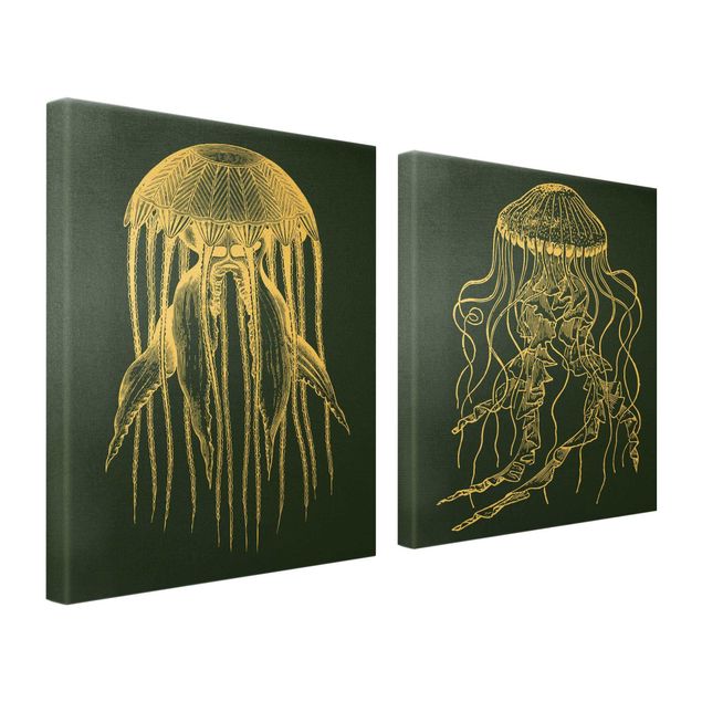 Sea print Illustration Jellyfish Duo