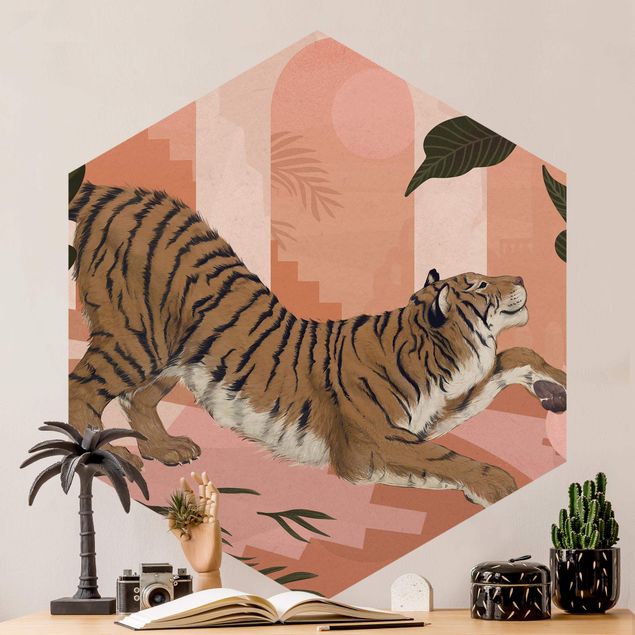 Wallpapers tiger Illustration Tiger In Pastel Pink Painting