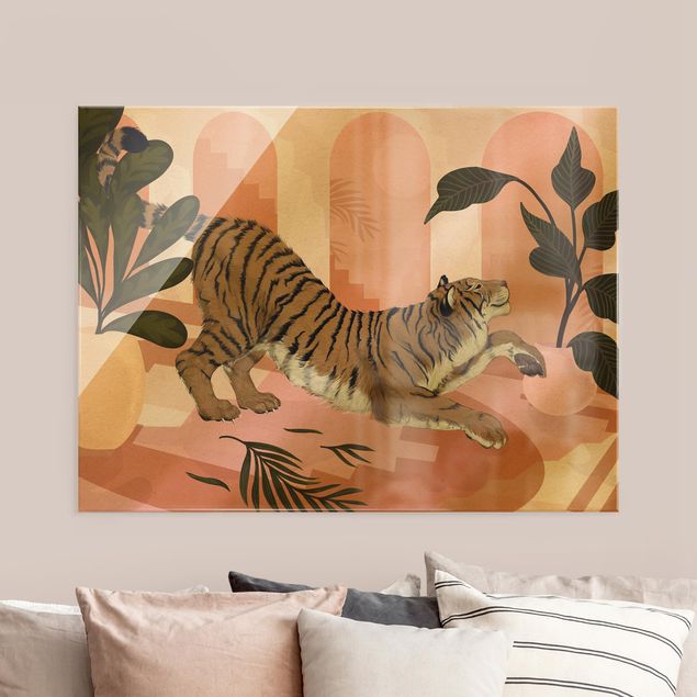 Tiger art print Illustration Tiger In Pastel Pink Painting