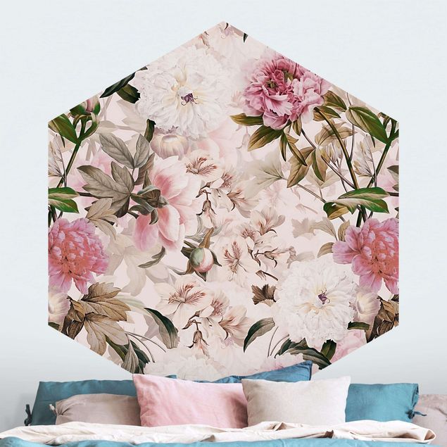 Wallpapers rose Illustrated Peonies In Light Pink