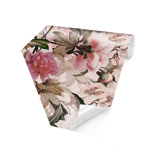 Wallpapers modern Illustrated Peonies In Light Pink