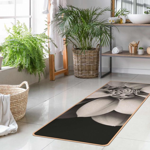 black and white floor mats In The Heart Of A Dahlia Black And White