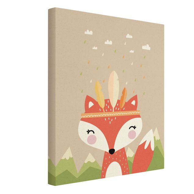 Red canvas wall art Forest Fox