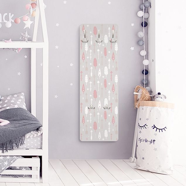 Coat rack patterns Tribal Arrows With Hearts Light PInk Grey