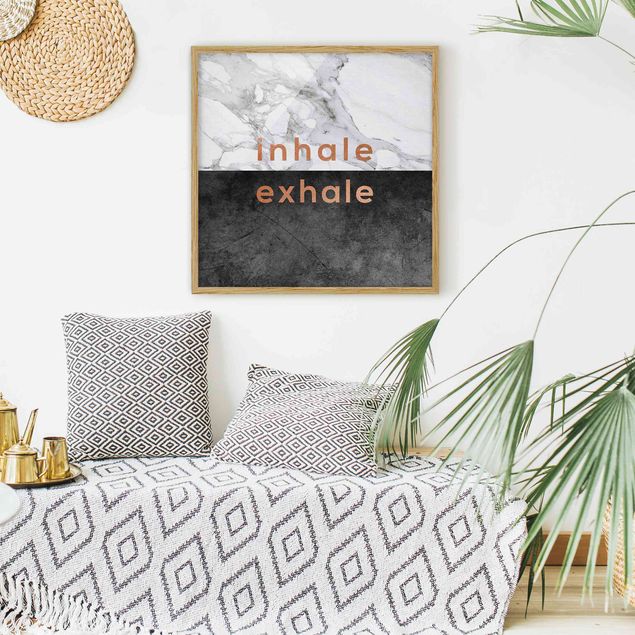 Framed quotes Inhale Exhale Copper And Marble