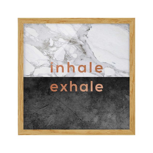 Wall quotes framed Inhale Exhale Copper And Marble