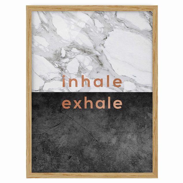 Wall quotes framed Inhale Exhale Copper And Marble