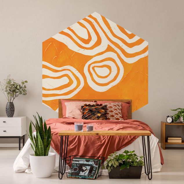 Self-adhesive hexagonal wall mural Islands In Orange Ocean
