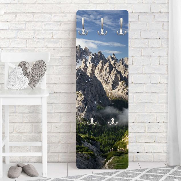 Wall mounted coat rack landscape Italian Alps