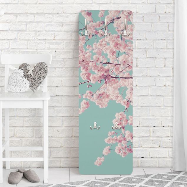 Wall mounted coat rack flower Japanese Cherry Blossoms