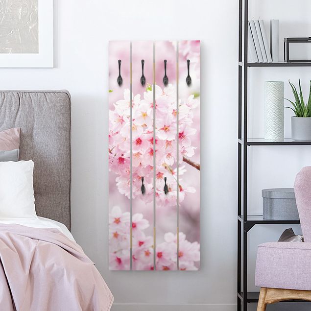 Wall mounted coat rack architecture and skylines Japanese Cherry Blossoms