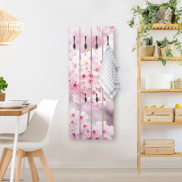 Wall mounted coat rack flower Japanese Cherry Blossoms