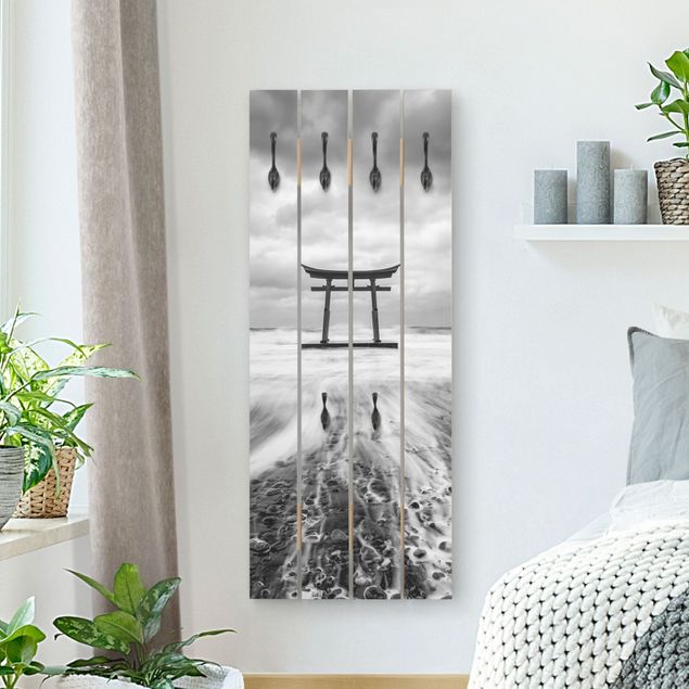 Wall mounted coat rack architecture and skylines Japanese Torii In The Ocean