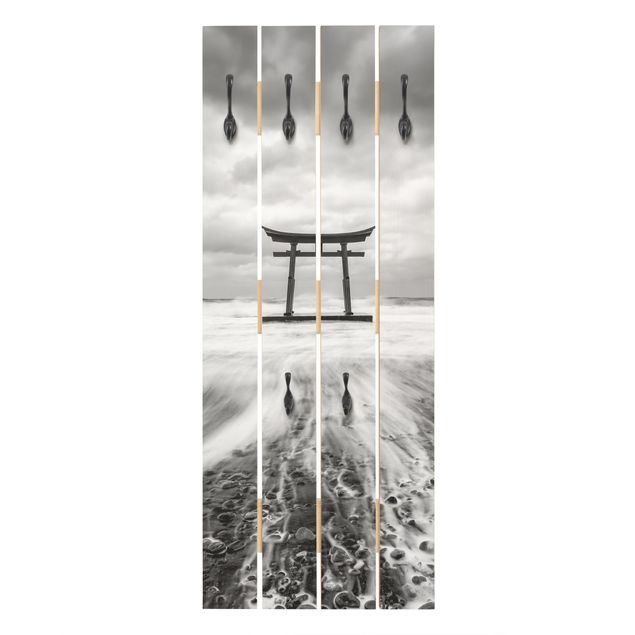 Wall mounted coat rack Japanese Torii In The Ocean
