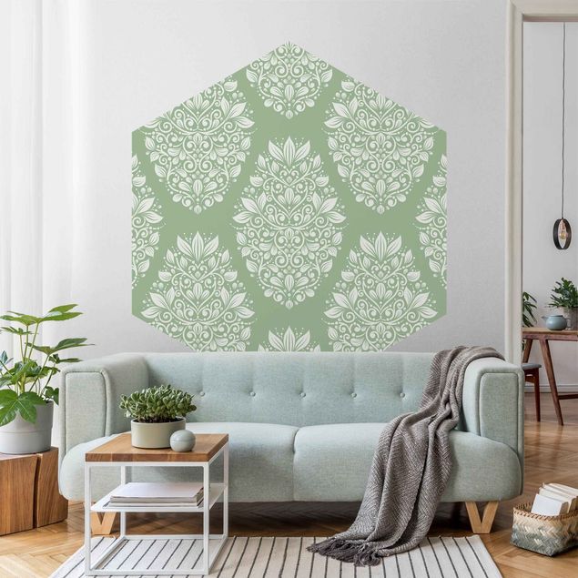 Wallpapers baroque Art Nouveau Pattern On Green