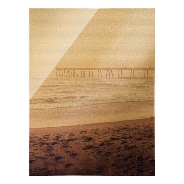 Glass prints landscape California Crescent Shaped Shore