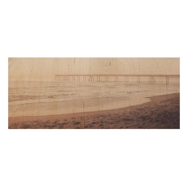 Wood prints landscape California Crescent Shaped Shore