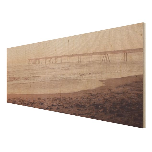 Wood prints beach California Crescent Shaped Shore