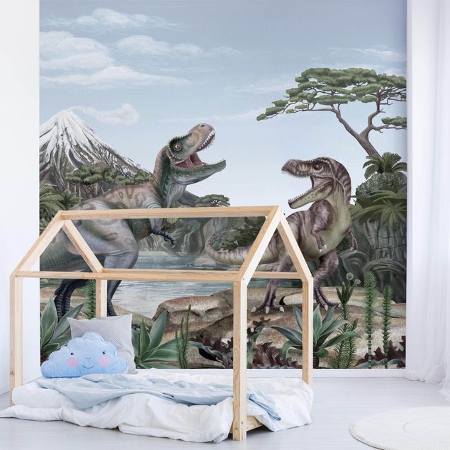 Contemporary wallpaper Battle of the primeval giants