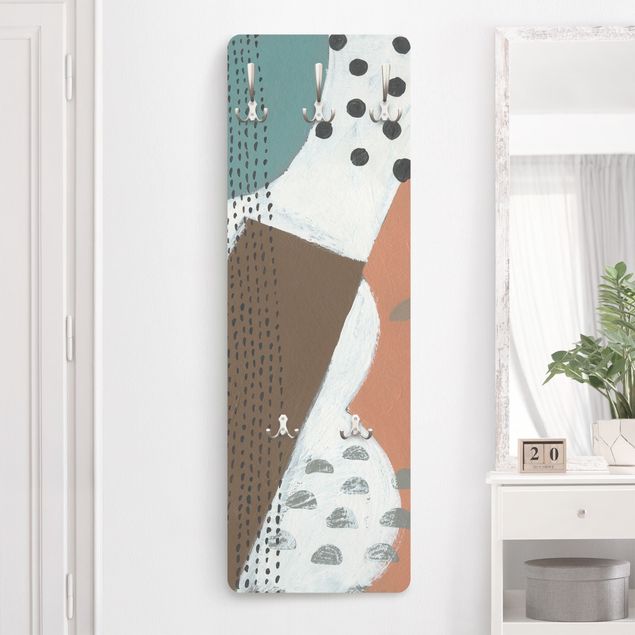 Wall mounted coat rack patterns Carnival Of Shapes In Salmon I