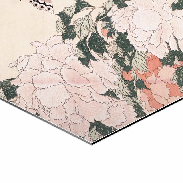 Hokusai paintings Katsushika Hokusai - Pink Peonies With Butterfly