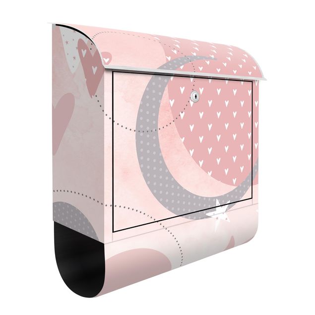 Letterboxes pink Children`s Rug Grafical - Stars And Moon