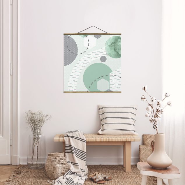 Prints fishes Children`s Rug Grafical - Forest And River
