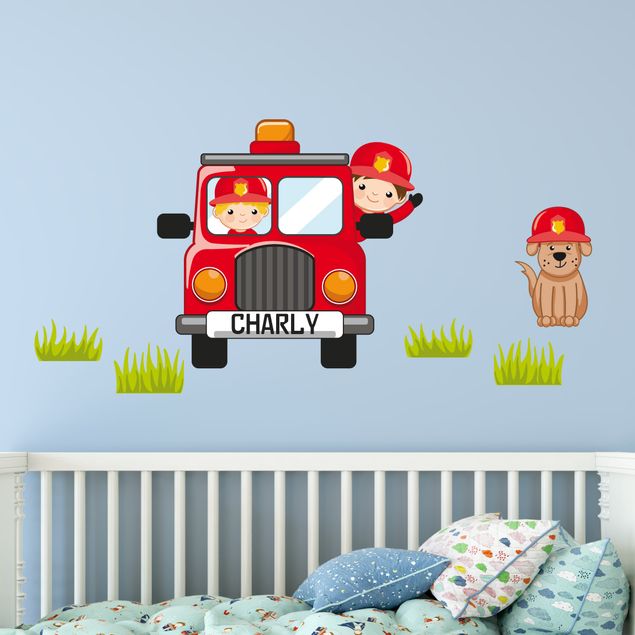 Wall stickers firemen Customised Text Fire Brigade