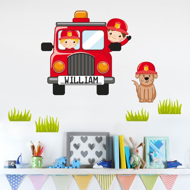 Wall decals quotes Customised Text Fire Brigade