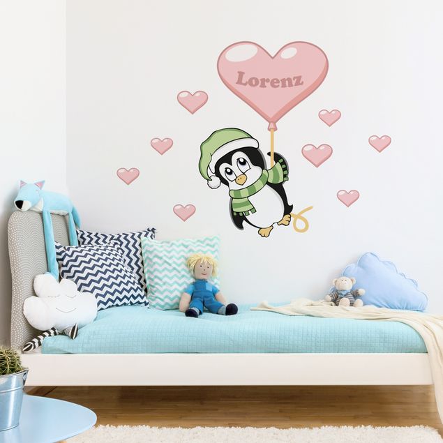Custom text wall decals Penguin boy customised text