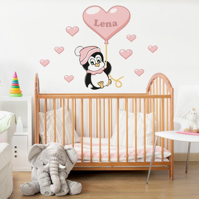 Custom text wall decals Penguin girl customised text